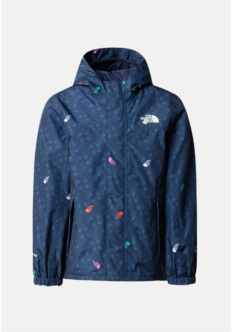 Blue Antora Rain Jacket for girls with tone-on-tone and colorful allover logo THE NORTH FACE | NF0A7ZZPVIK1VIK1